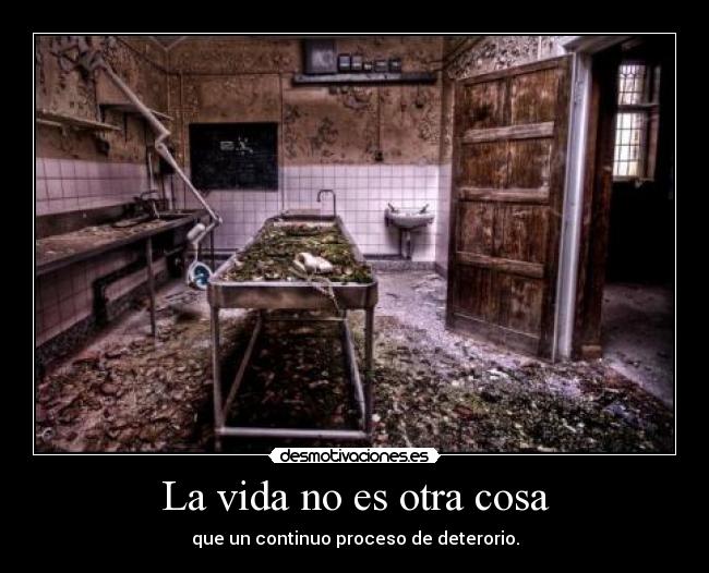 La vida no es otra cosa - que un continuo proceso de deterorio.