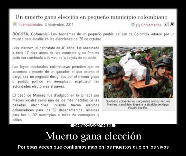 Muerto gana elección - 