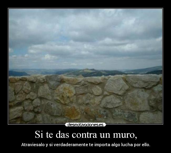 Si te das contra un muro, - Atraviesalo y si verdaderamente te importa algo lucha por ello.