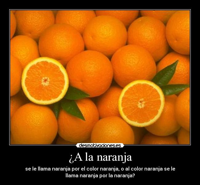 ¿A la naranja - se le llama naranja por el color naranja, o al color naranja se le
llama naranja por la naranja?