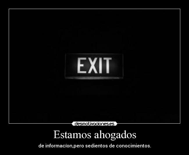 Estamos ahogados - de informacíon,pero sedientos de conocimientos.