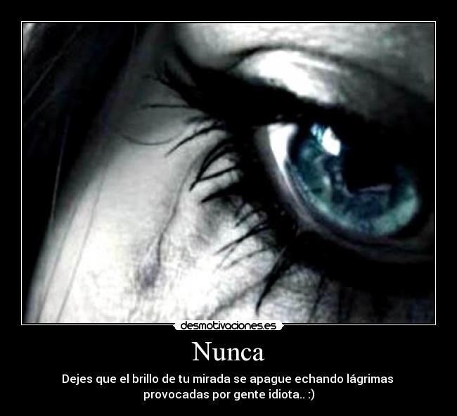 Nunca - Dejes que el brillo de tu mirada se apague echando lágrimas
provocadas por gente idiota.. :)