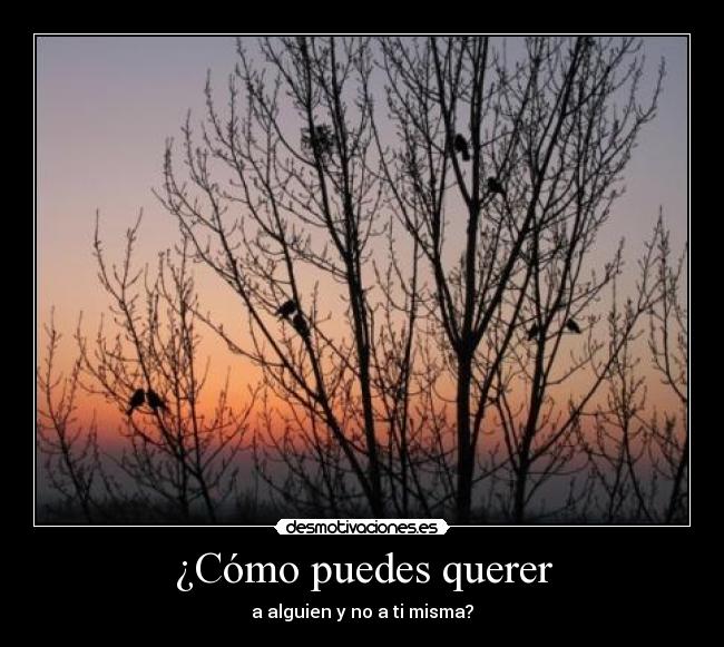 ¿Cómo puedes querer - a alguien y no a ti misma?