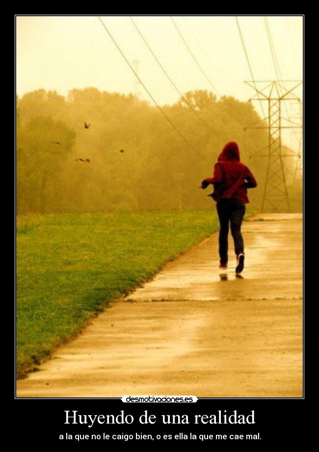 Huyendo de una realidad - a la que no le caigo bien, o es ella la que me cae mal.