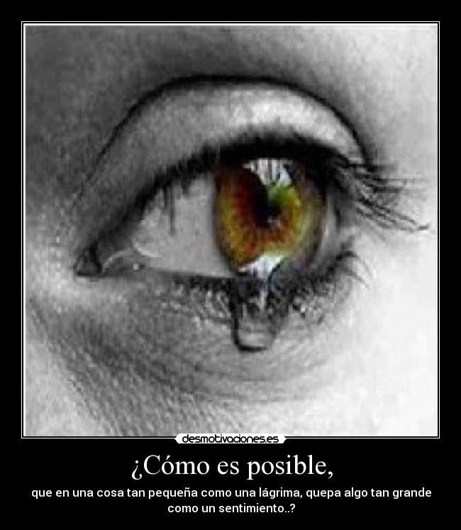¿Cómo es posible, - que en una cosa tan pequeña como una lágrima, quepa algo tan grande
como un sentimiento..?