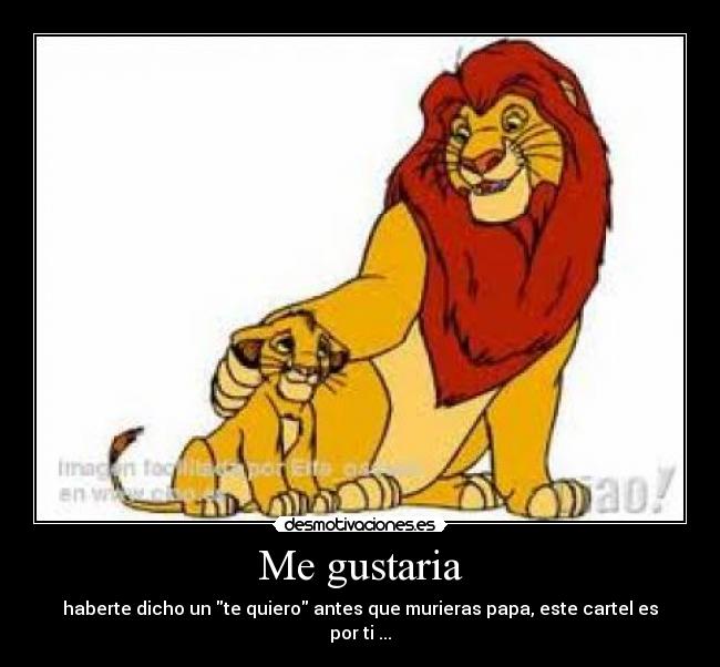 Me gustaria - haberte dicho un te quiero antes que murieras papa, este cartel es por ti ...