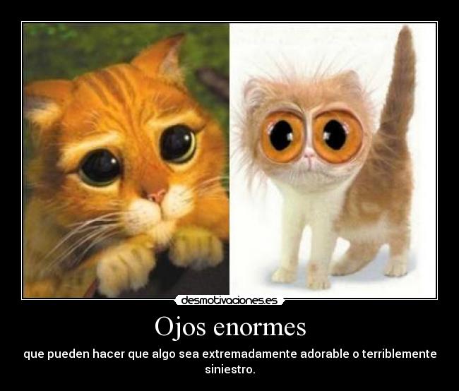 Ojos enormes - que pueden hacer que algo sea extremadamente adorable o terriblemente siniestro.