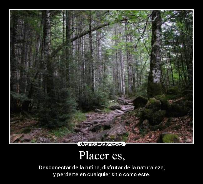 Placer es, - Desconectar de la rutina, disfrutar de la naturaleza,
y perderte en cualquier sitio como este.