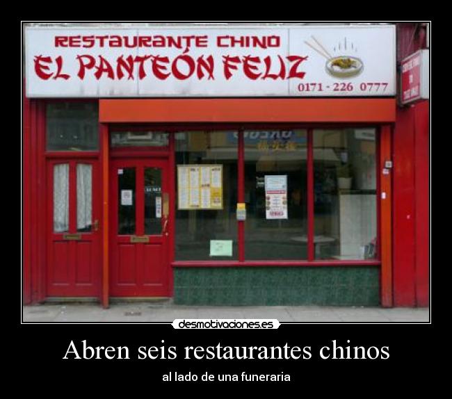 Abren seis restaurantes chinos - al lado de una funeraria