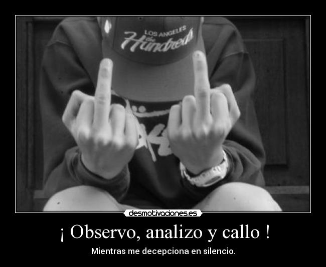 ¡ Observo, analizo y callo ! - Mientras me decepciona en silencio.
