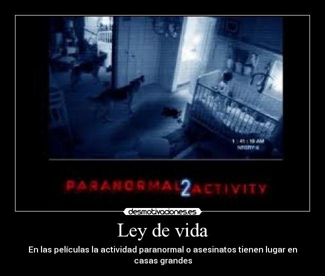 Ley de vida - En las películas la actividad paranormal o asesinatos tienen lugar en casas grandes