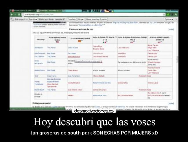 Hoy descubri que las voses -