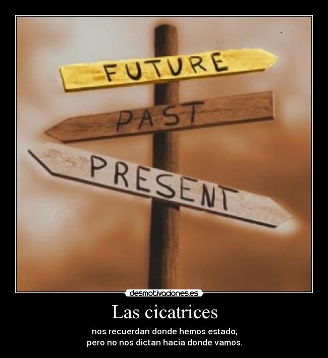 Las cicatrices - nos recuerdan donde hemos estado,
pero no nos dictan hacia donde vamos.