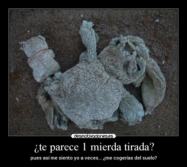 ¿te parece 1 mierda tirada? - pues así me siento yo a veces... ¿me cogerías del suelo?
