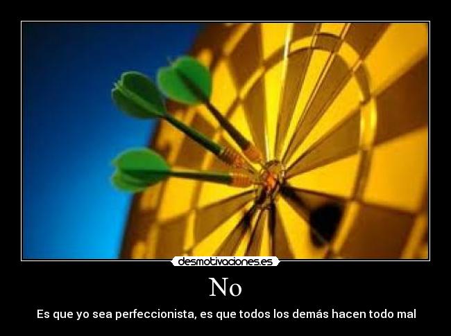 No - Es que yo sea perfeccionista, es que todos los demás hacen todo mal