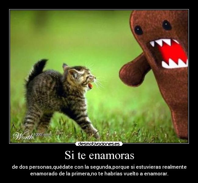 Si te enamoras - de dos personas,quédate con la segunda,porque si estuvieras realmente
enamorado de la primera,no te habrías vuelto a enamorar.