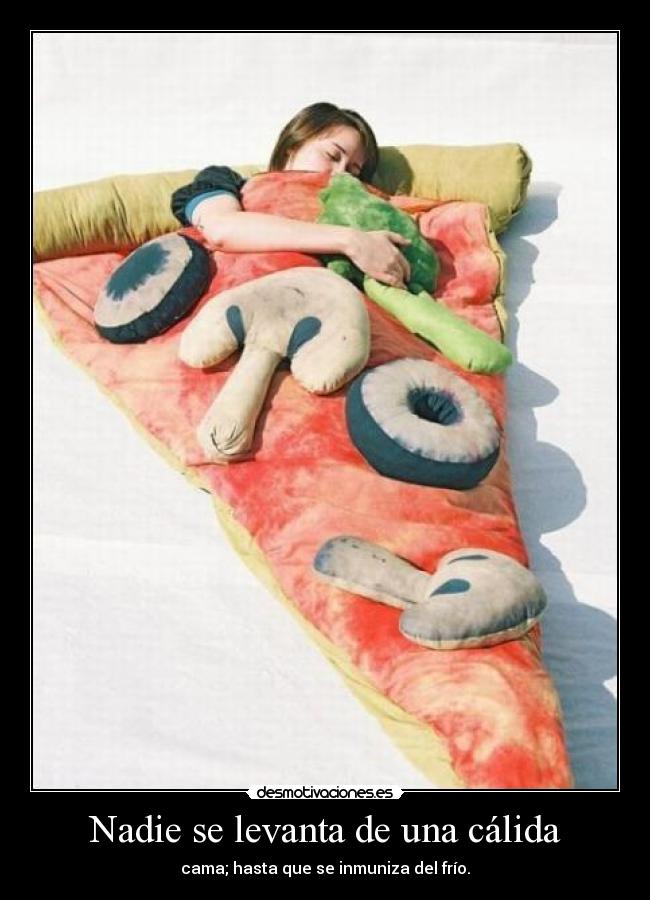 Nadie se levanta de una cálida - cama; hasta que se inmuniza del frío.