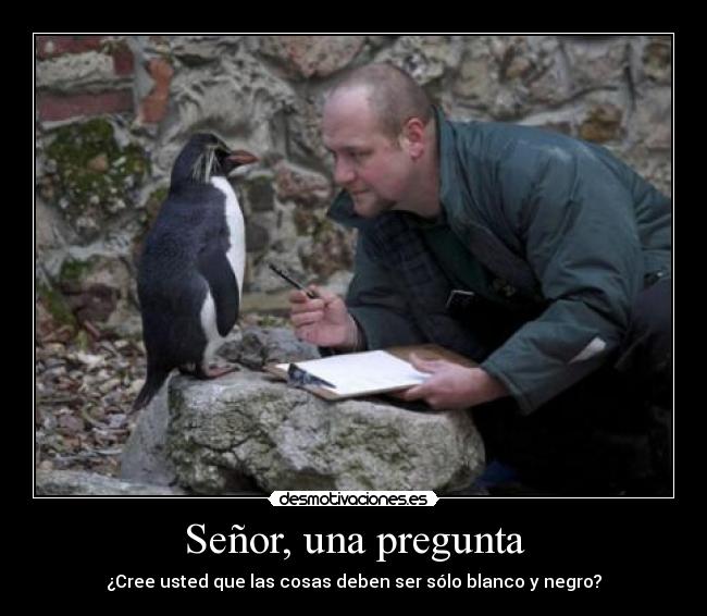 Señor, una pregunta - ¿Cree usted que las cosas deben ser sólo blanco y negro?