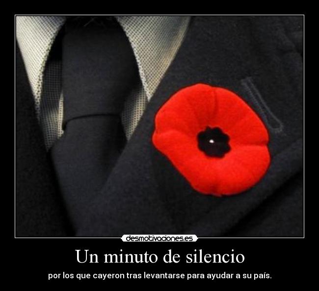 Un minuto de silencio - por los que cayeron tras levantarse para ayudar a su país.