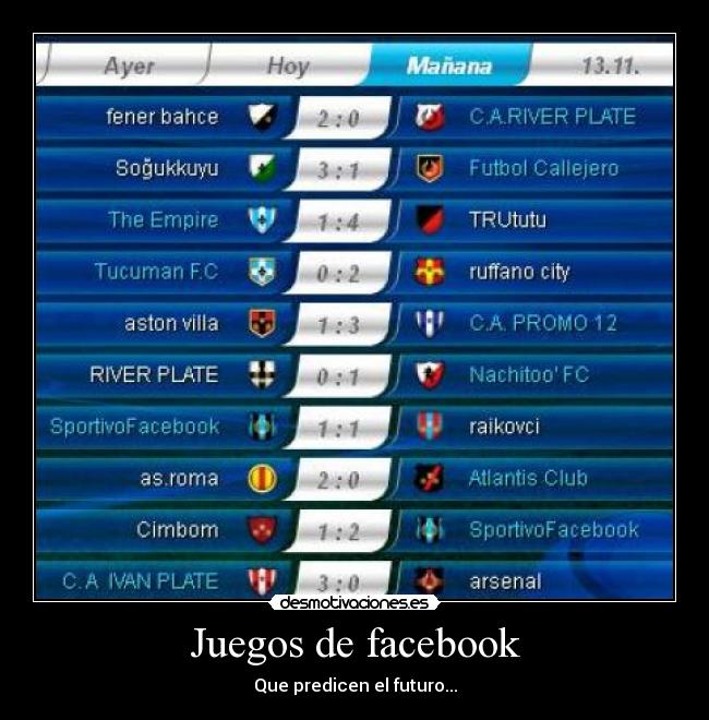 Juegos de facebook - Que predicen el futuro...