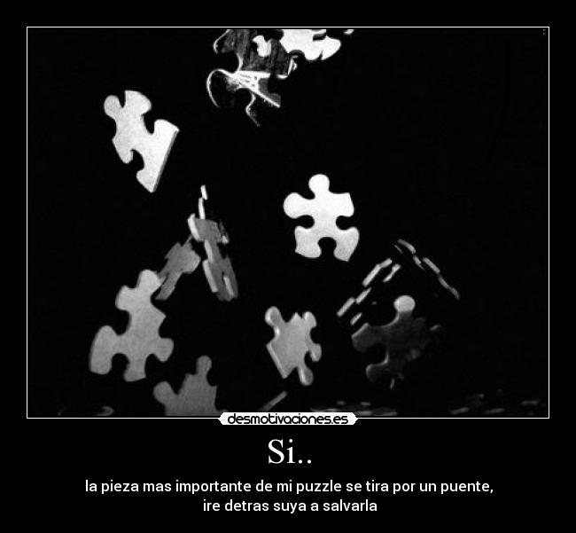 Si.. - la pieza mas importante de mi puzzle se tira por un puente,
ire detras suya a salvarla
