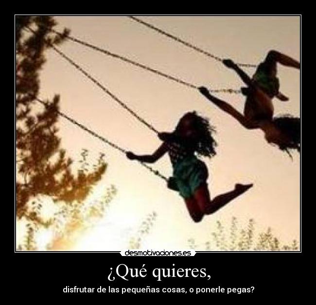 ¿Qué quieres, - disfrutar de las pequeñas cosas, o ponerle pegas?