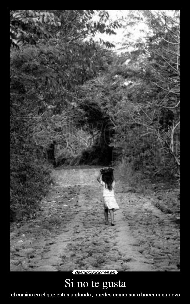 Si no te gusta - el camino en el que estas andando , puedes comensar a hacer uno nuevo