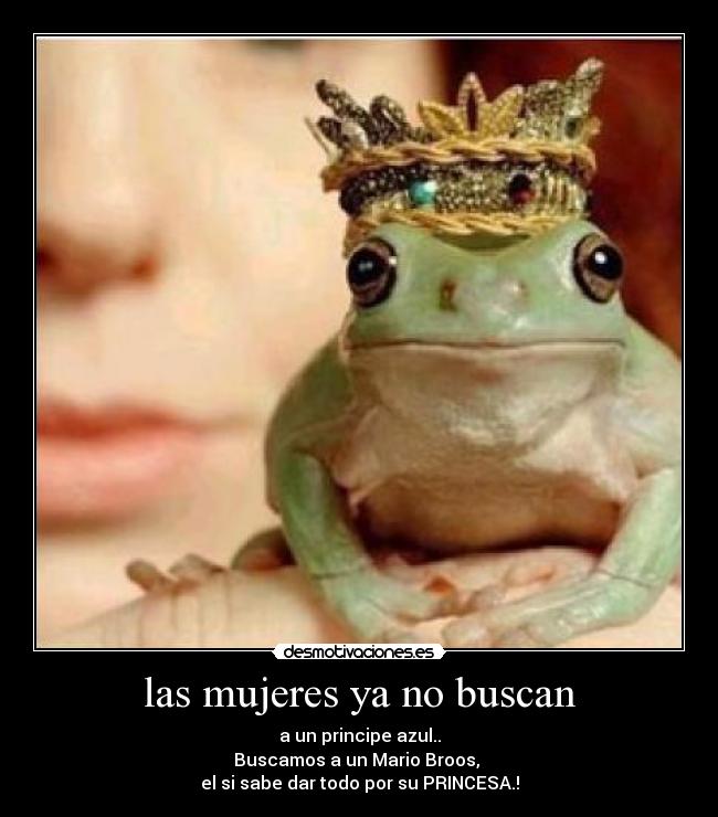 las mujeres ya no buscan - a un principe azul..
Buscamos a un Mario Broos, 
el si sabe dar todo por su PRINCESA.!