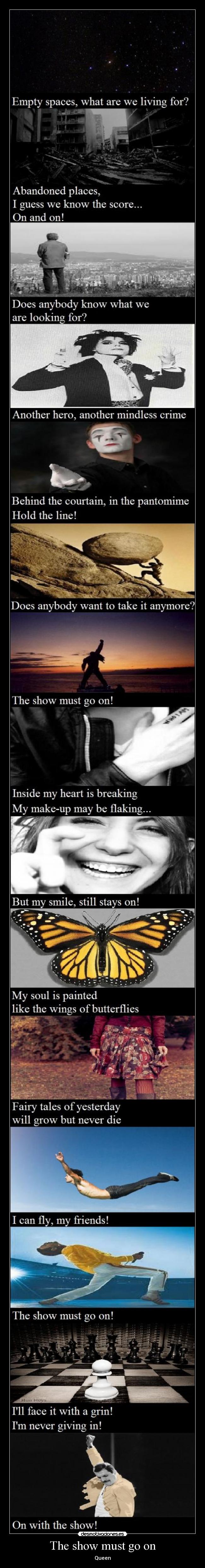 carteles the show must queen desmotivaciones
