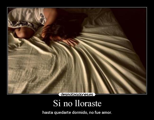 Si no lloraste - hasta quedarte dormido, no fue amor.