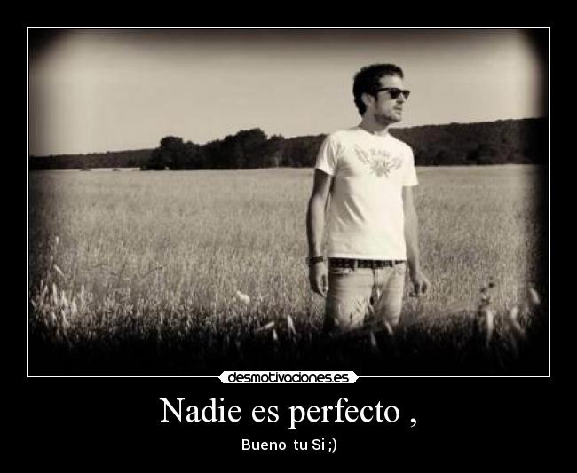 Nadie es perfecto , - Bueno  tu Si ;)