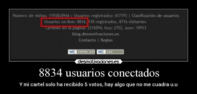 8834 usuarios conectados - Y mi cartel solo ha recibido 5 votos, hay algo que no me cuadra u.u