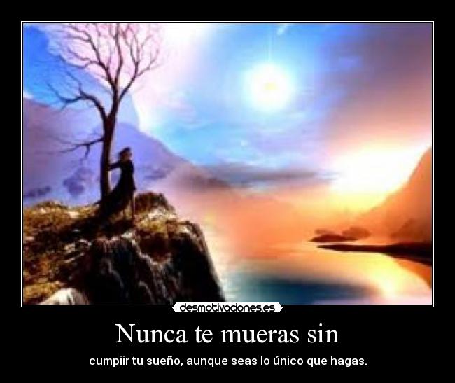 Nunca te mueras sin - cumpiir tu sueño, aunque seas lo único que hagas.