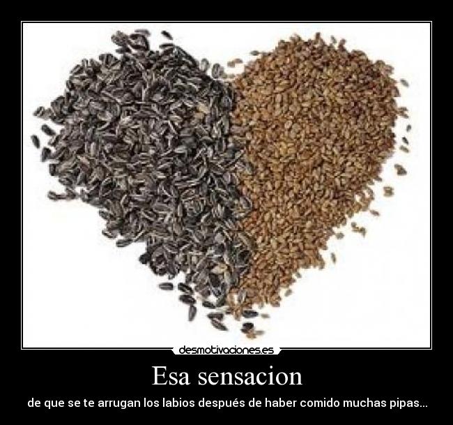 Esa sensacion - de que se te arrugan los labios después de haber comido muchas pipas...