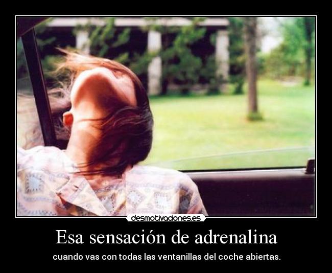 Esa sensación de adrenalina - cuando vas con todas las ventanillas del coche abiertas.