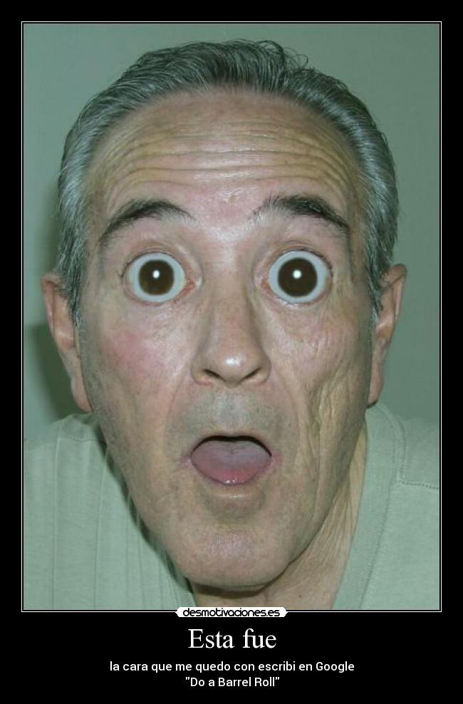 Esta fue - la cara que me quedo con escribi en Google
Do a Barrel Roll