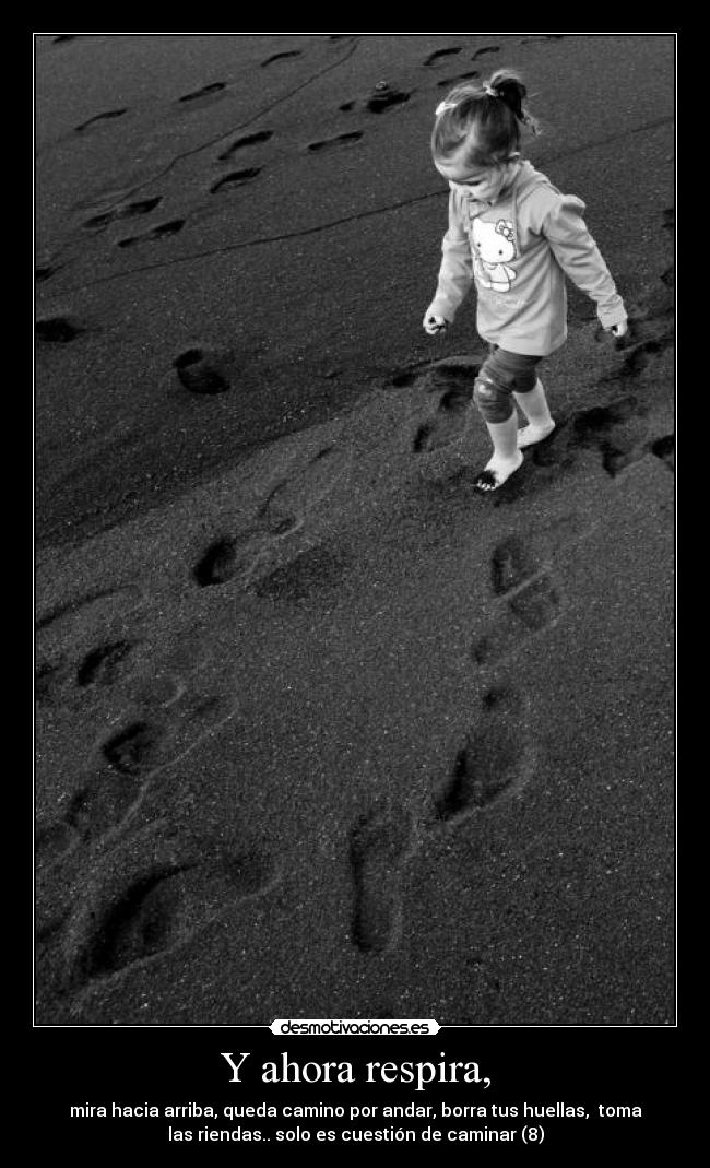 Y ahora respira, - mira hacia arriba, queda camino por andar, borra tus huellas, toma
las riendas.. solo es cuestión de caminar (8)