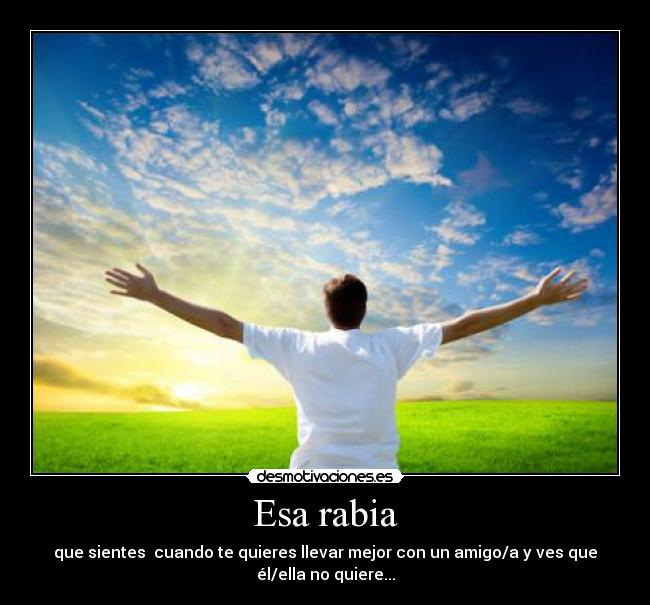 Esa rabia - que sientes  cuando te quieres llevar mejor con un amigo/a y ves que
él/ella no quiere...