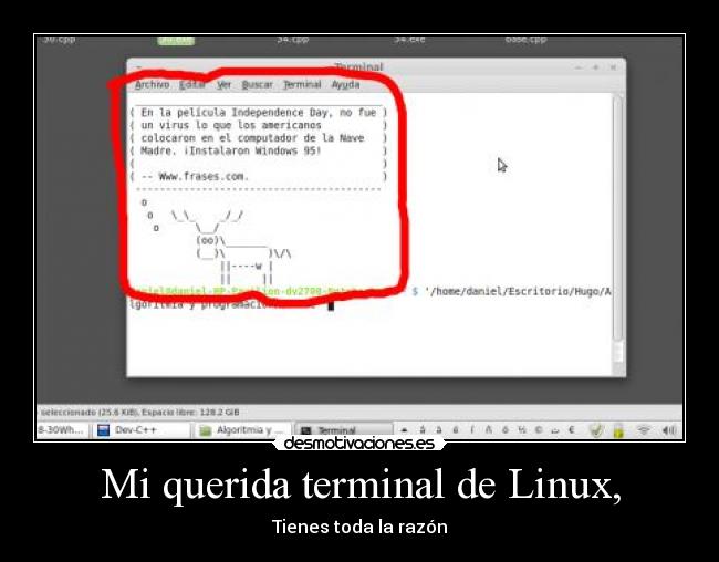 carteles linux mint ubuntu terminal gnome shalala desmotivaciones