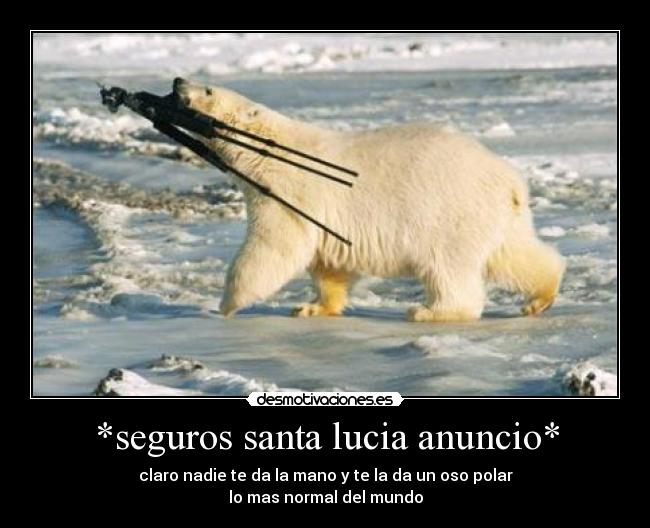 *seguros santa lucia anuncio* - claro nadie te da la mano y te la da un oso polar
lo mas normal del mundo