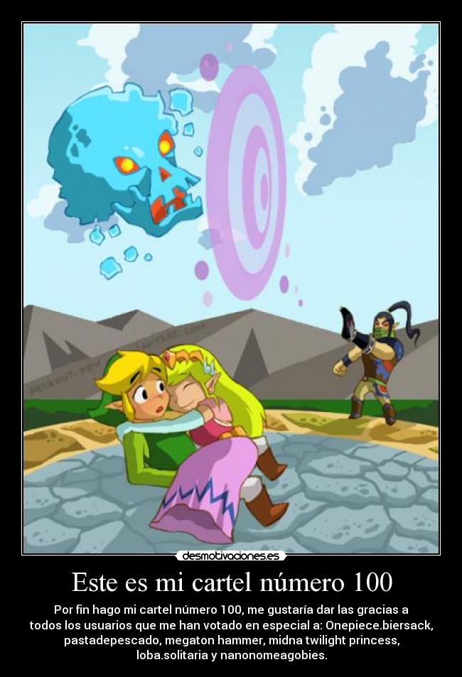 carteles cartel numero 100 thelegendofzelda gracias desmotivaciones