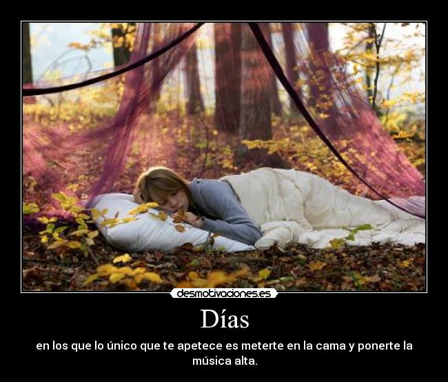 Días - en los que lo único que te apetece es meterte en la cama y ponerte la música alta.