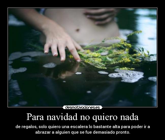 Para navidad no quiero nada - de regalos, solo quiero una escalera lo bastante alta para poder ir a
abrazar a alguien que se fue demasiado pronto.