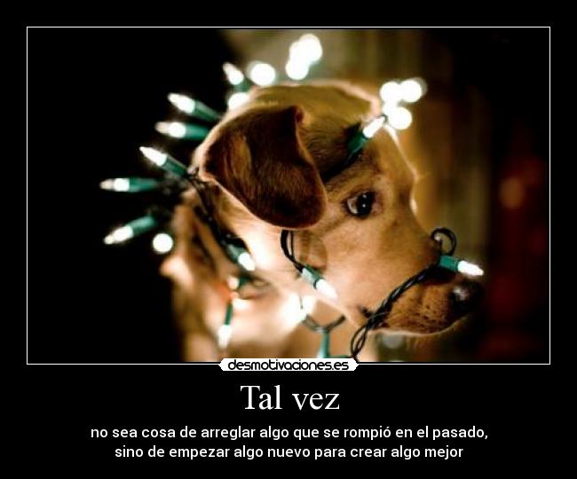 Tal vez - no sea cosa de arreglar algo que se rompió en el pasado,
sino de empezar algo nuevo para crear algo mejor