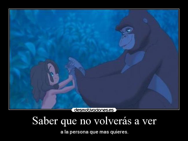 Saber que no volverás a ver - a la persona que mas quieres.