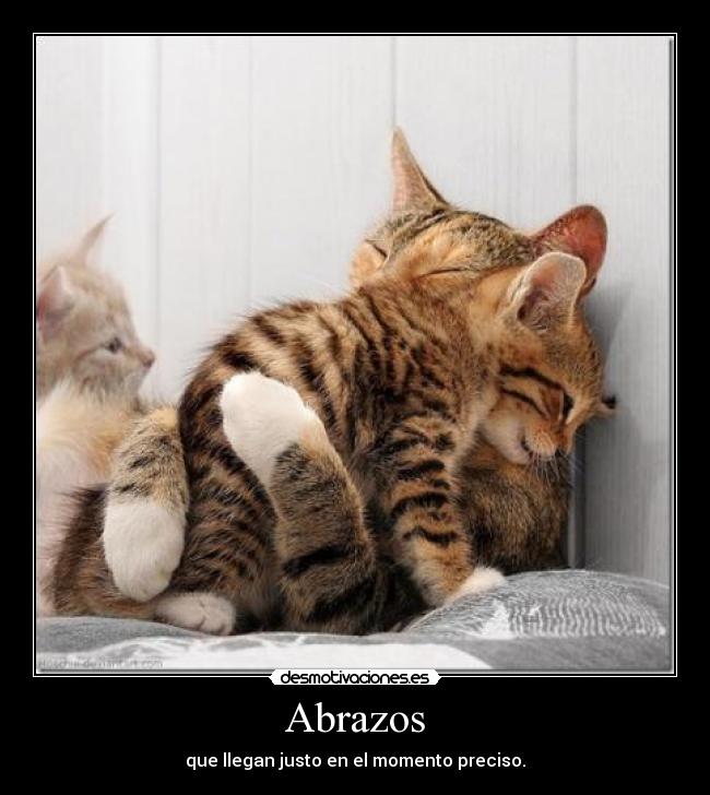 Abrazos - que llegan justo en el momento preciso.