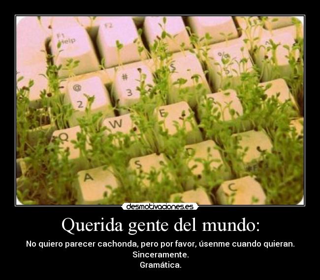 Querida gente del mundo: -