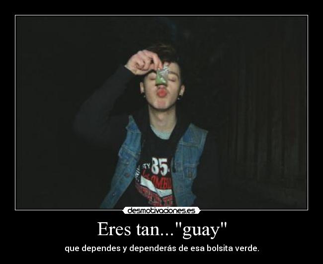 Eres tan...guay - que dependes y dependerás de esa bolsita verde.