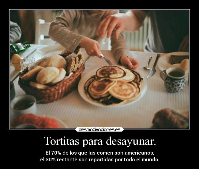 Tortitas para desayunar. - El 70% de los que las comen son americanos,
el 30% restante son repartidas por todo el mundo.