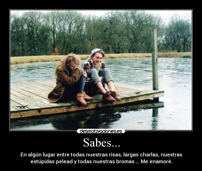 Sabes... - En algún lugar entre todas nuestras risas, largas charlas, nuestras
estúpidas pelead y todas nuestras bromas ... Me enamoré.